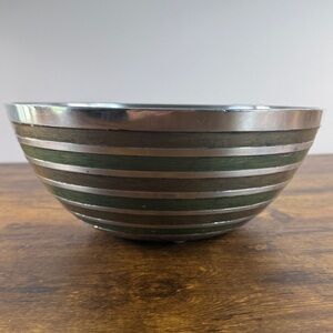 Striped Silver and Green Bowl